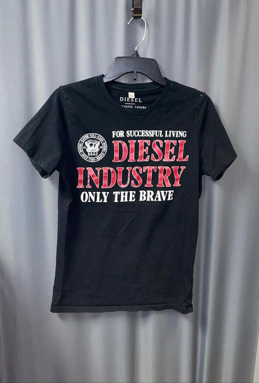 Diesel Men's For Successful Living Graphic T-Shirt Black Red Crewneck Sz S