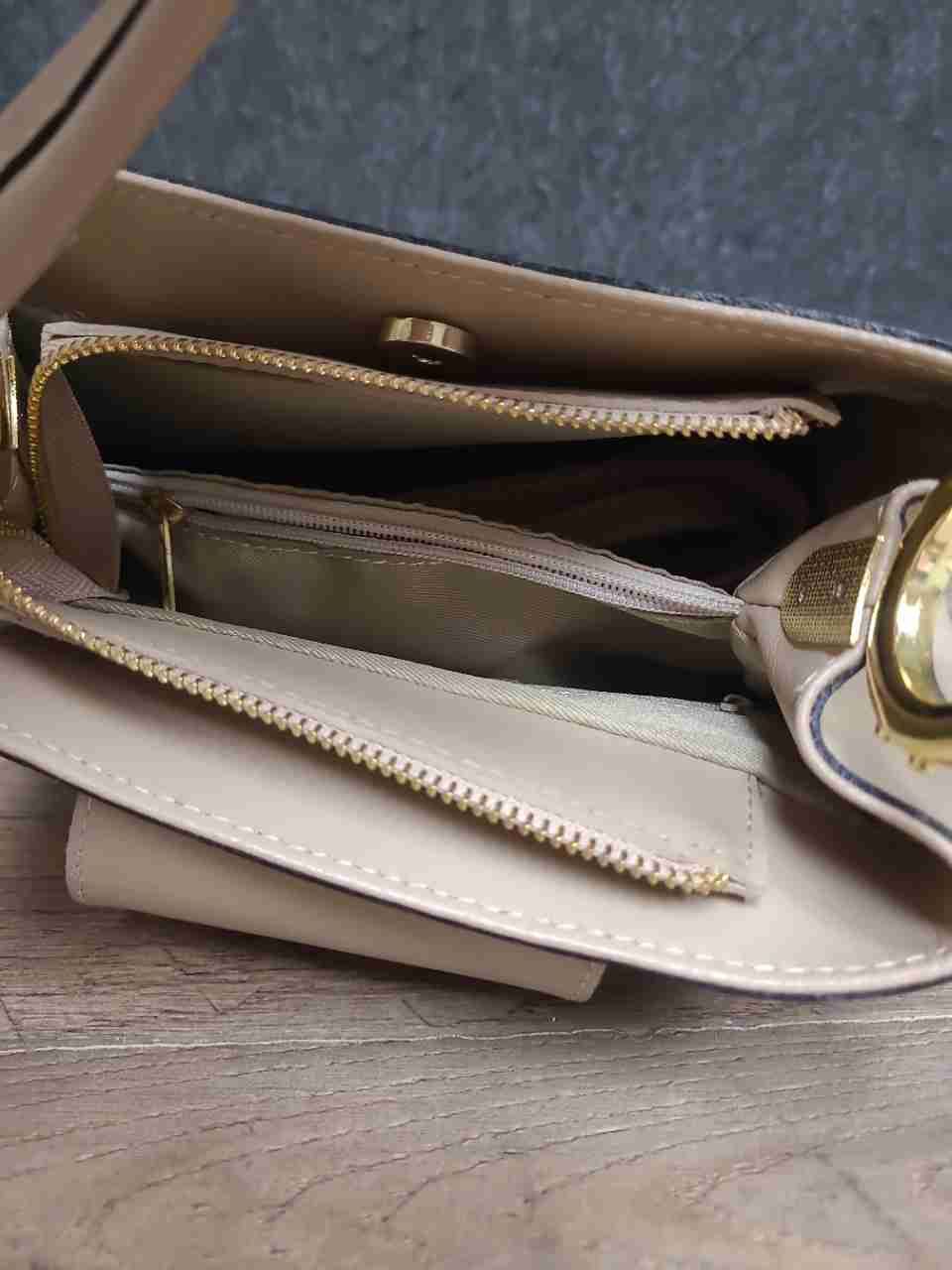 Vera Pelle Beige Saffiano Italian Leather Top Handle Satchel Bag Medium