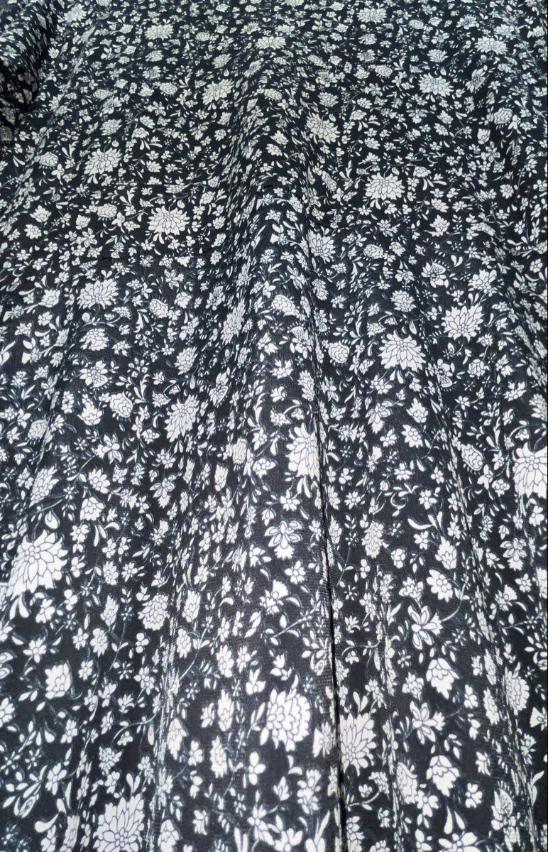 Karen Kane Women's Dress Black White Floral Faux Wrap 3/4 Sleeve Jersey Sz M
