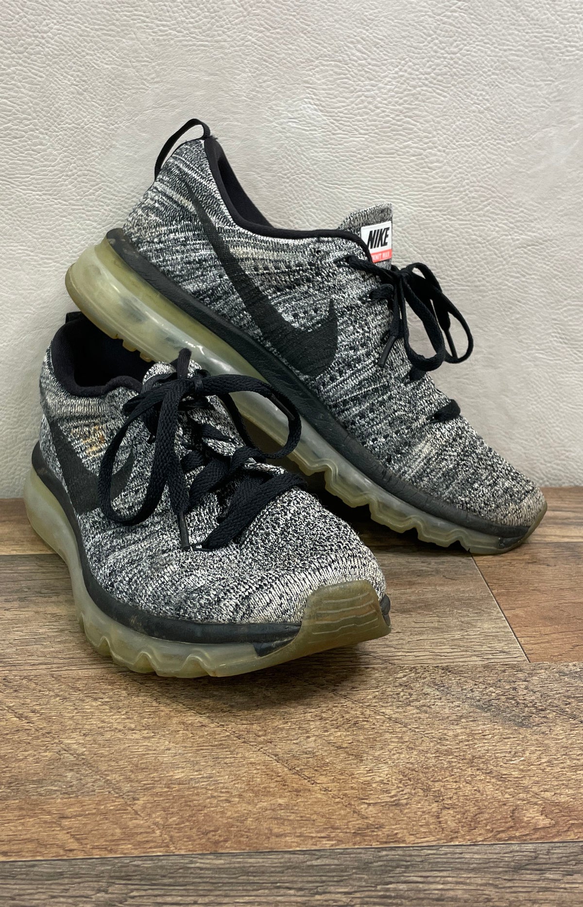 Nike Flyknit Air Max Black White Anthracite Women's Running Shoes Size 8