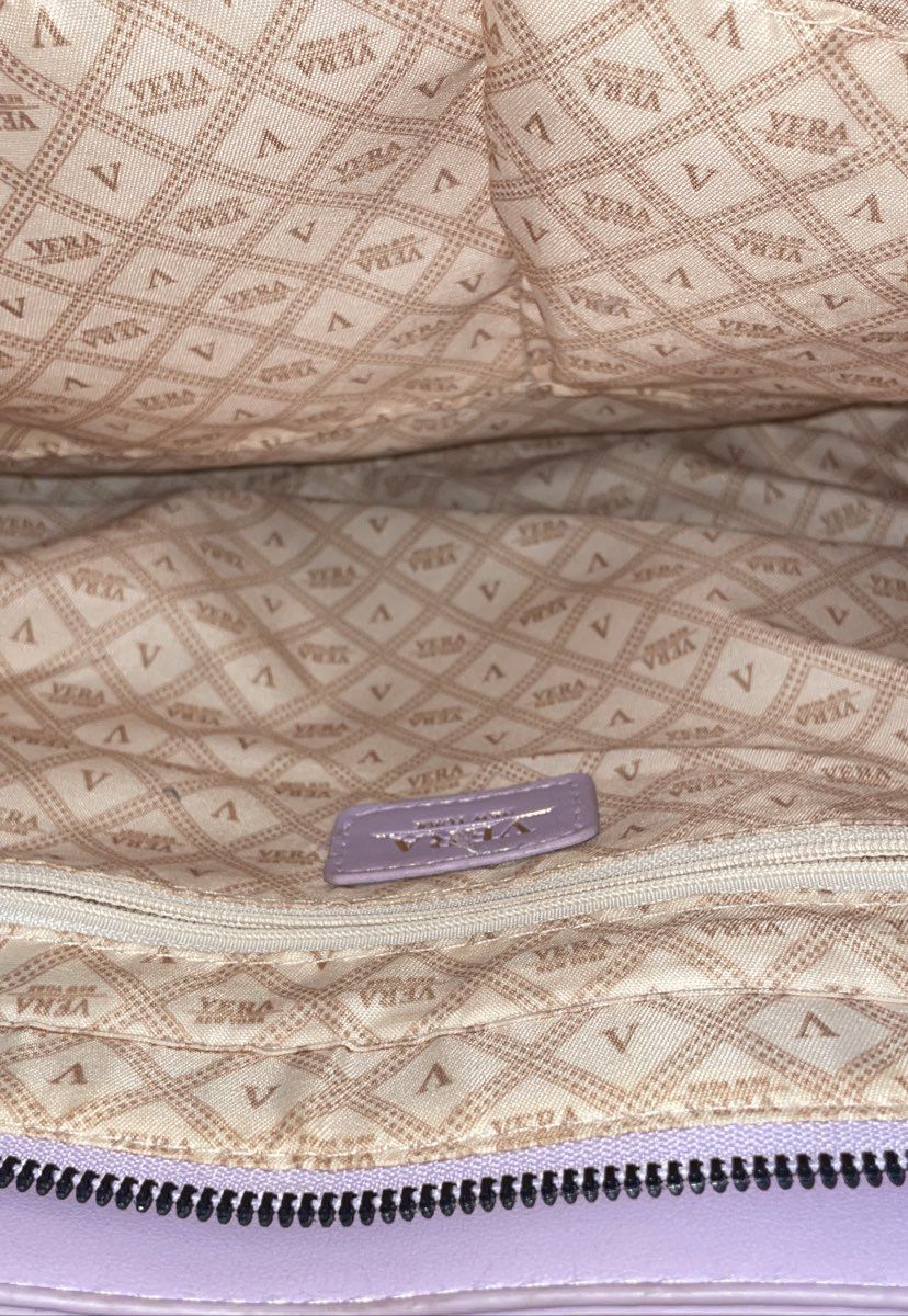 Vera New York Lavender Quilted Tote Bag Gold Tone Hardware Purple Handbag
