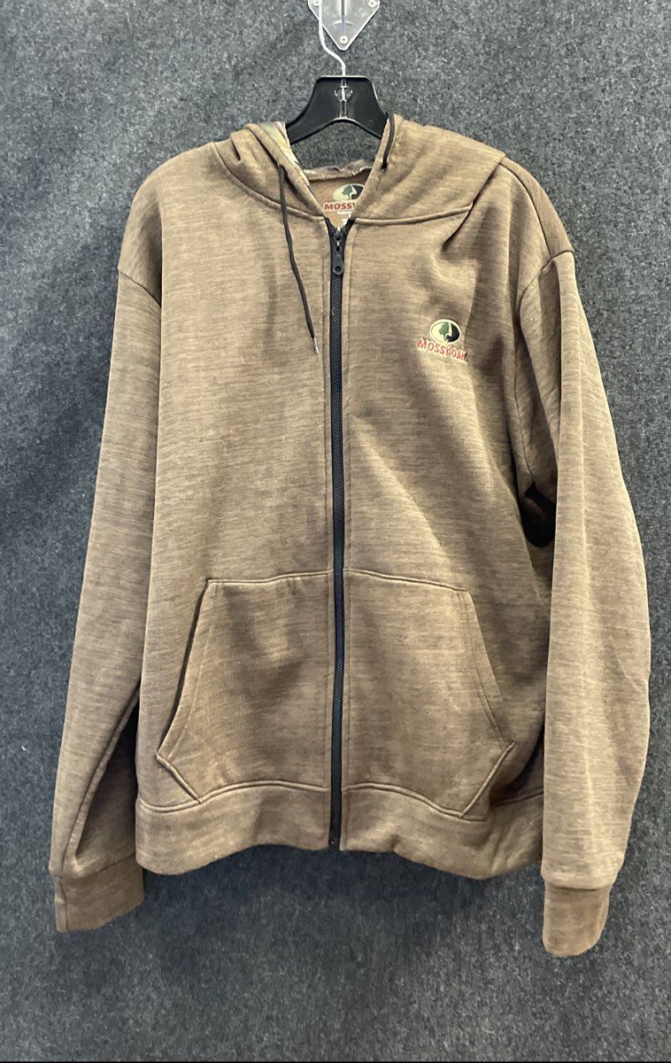 Mossy Oak Men's Brown Performance Fleece Full Zip Hoodie Camo Lined Sz XL