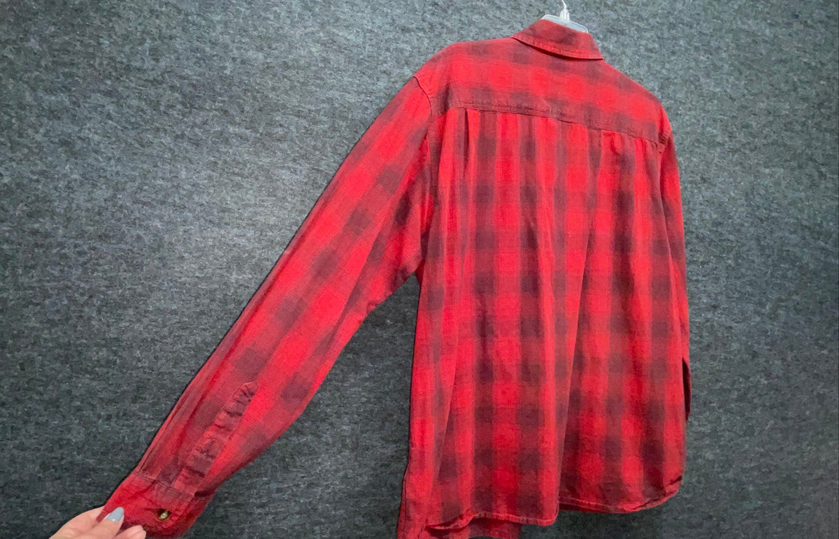 Carhartt Men's Red Plaid Flannel Long Sleeve Button Up Shirt Sz 2XL