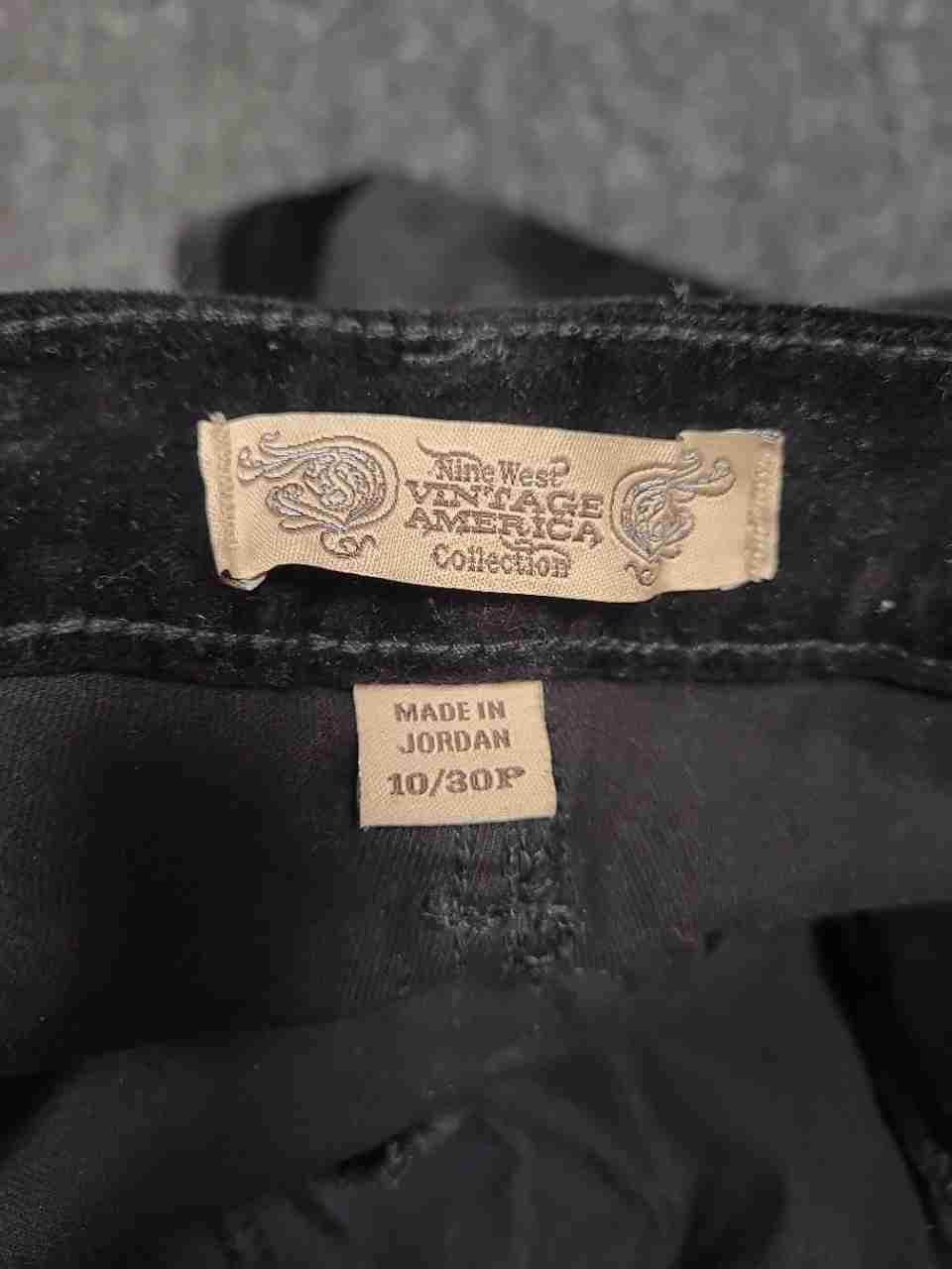 Nine West Vintage America Collection Women's Black Velvet Skinny Pants Sz 10P