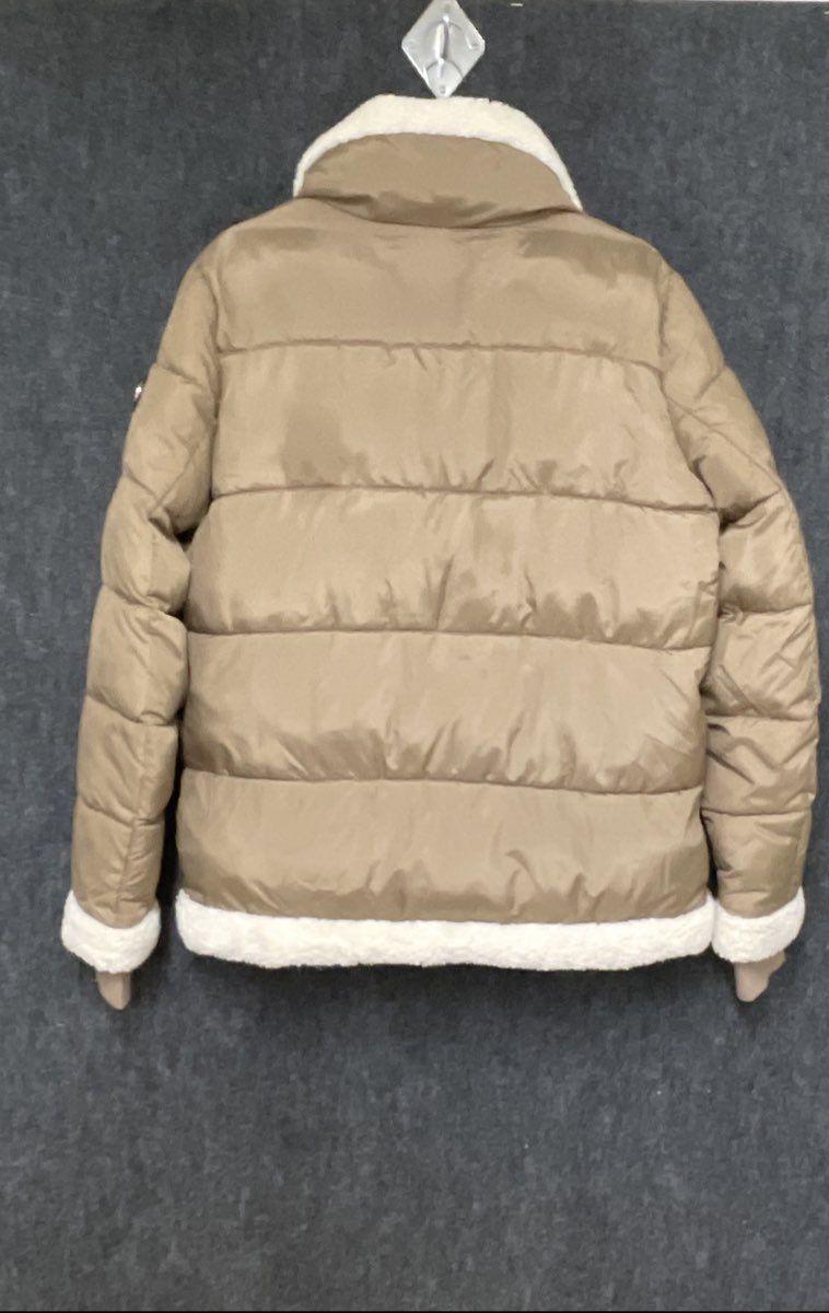 Michael Kors Women's Tan Faux Shearling Trim Quilted Puffer Jacket Sz M