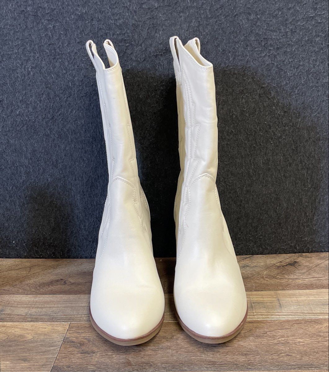 MIA Oaklynn Off White Leaf Stitched Western Cowboy Boots Women's Size 9.5