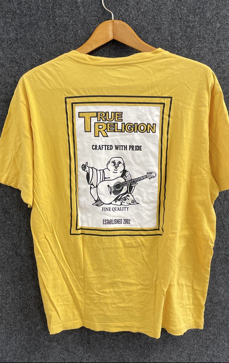 Men's Size 3XL Yellow True Religion Buddha Logo Tshirt