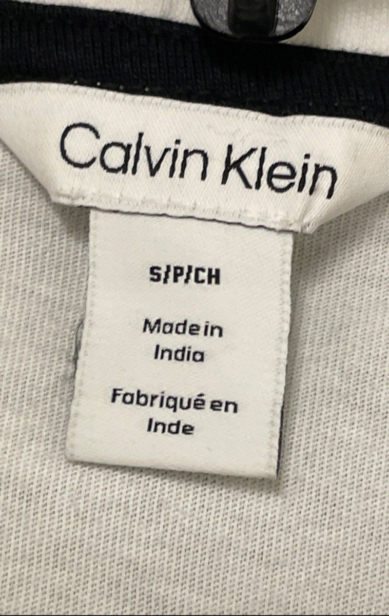 Calvin Klein Men's Black White Colorblock Polo Shirt Logo Sleeve Cuffs Sz S