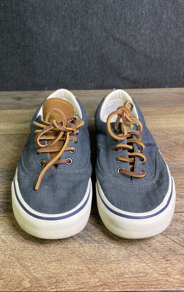 Polo Ralph Lauren Keaton-Pony Navy Herringbone Canvas Sneakers Men's Size 8.5