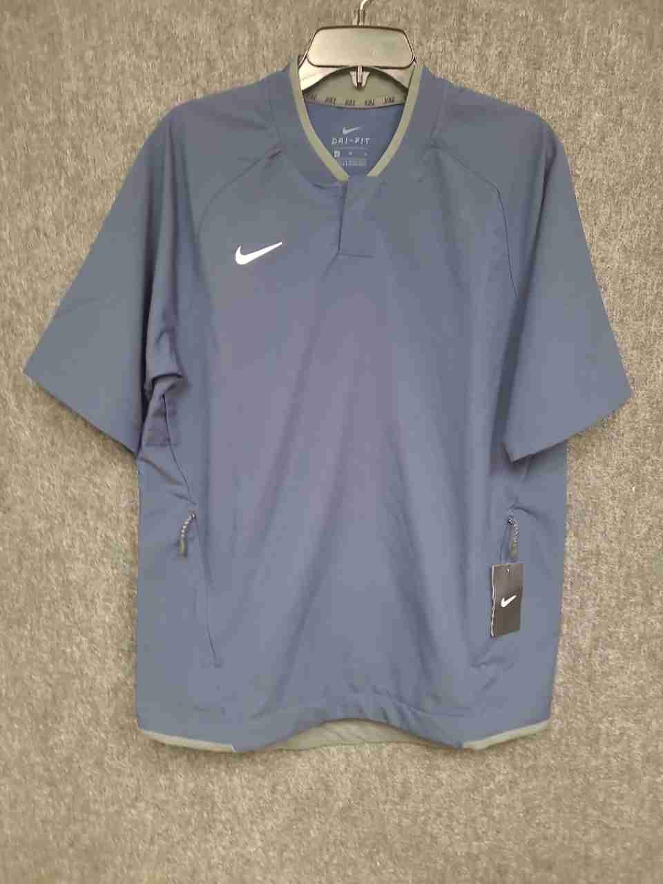 Nike Men's Dri-FIT Short Sleeve Baseball Training Jacket Blue Windshirt NWT M