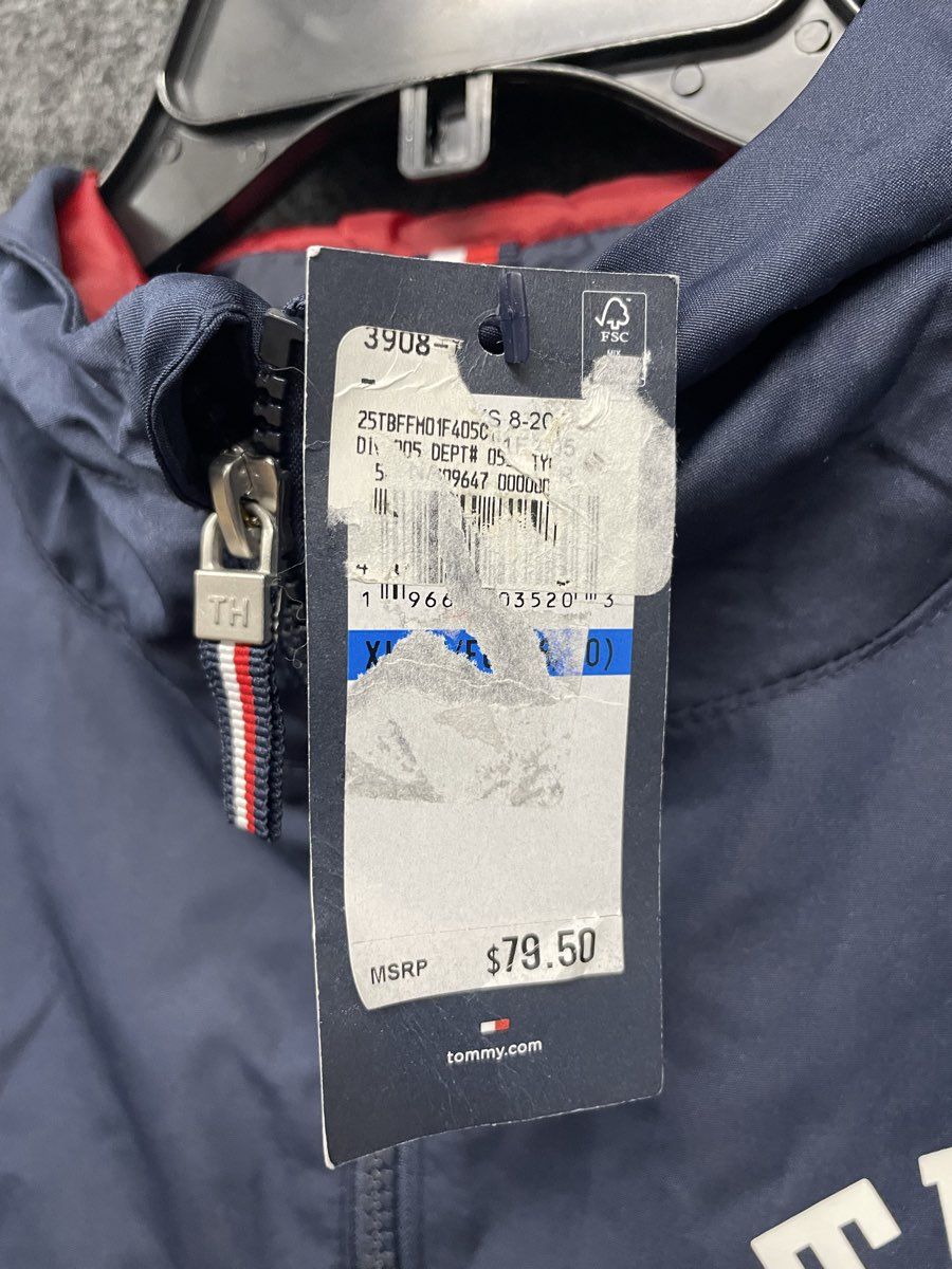 Tommy Hilfiger Boy's Navy Blue Red Popover Windbreaker Jacket XL 18/20 NWT
