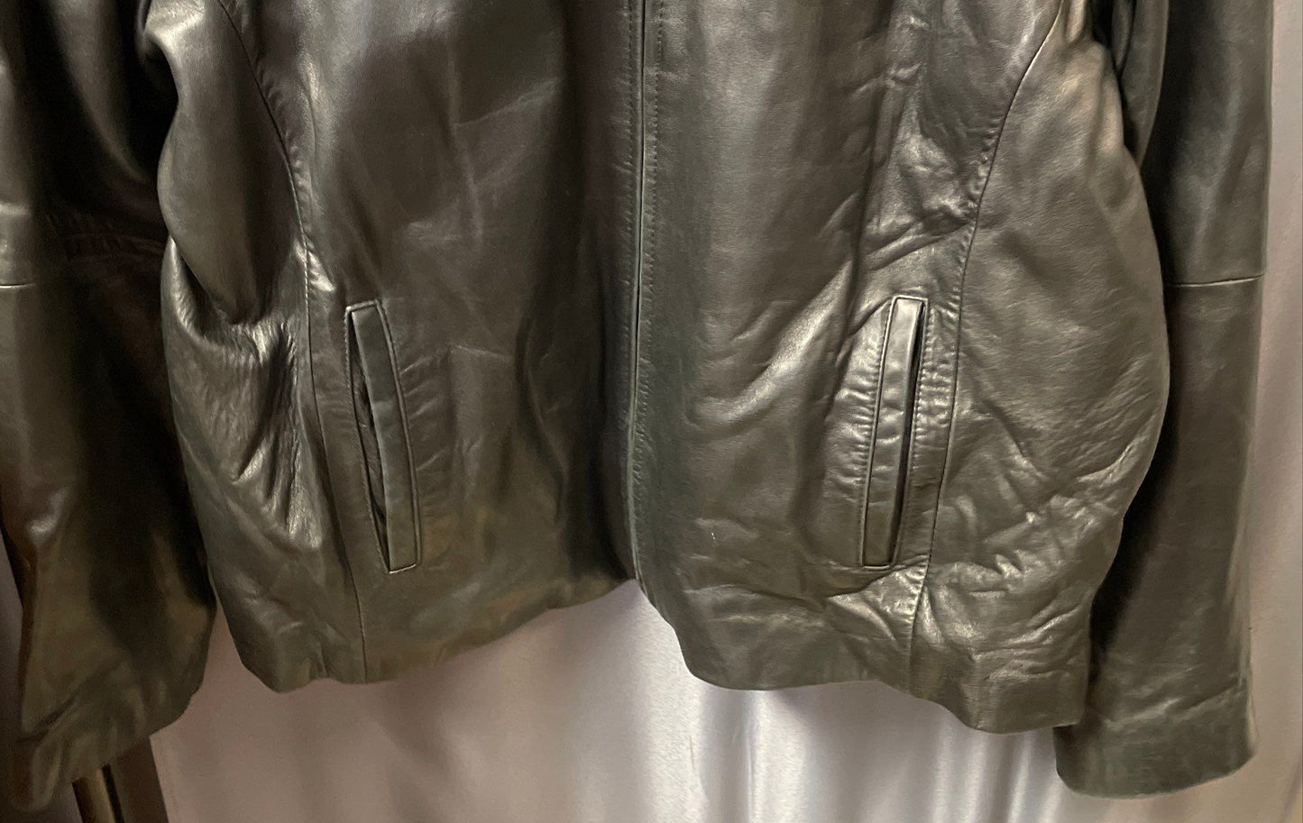 Vintage Y2K Boston Harbour Men's Black Genuine Leather Zip Jacket Quilted Sz XL