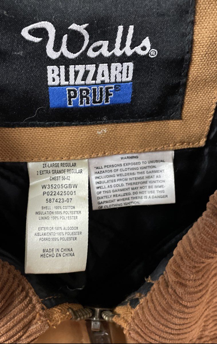 Walls Men's Blizzard Pruf Duck Canvas Work Jacket Brown Sz 2XL