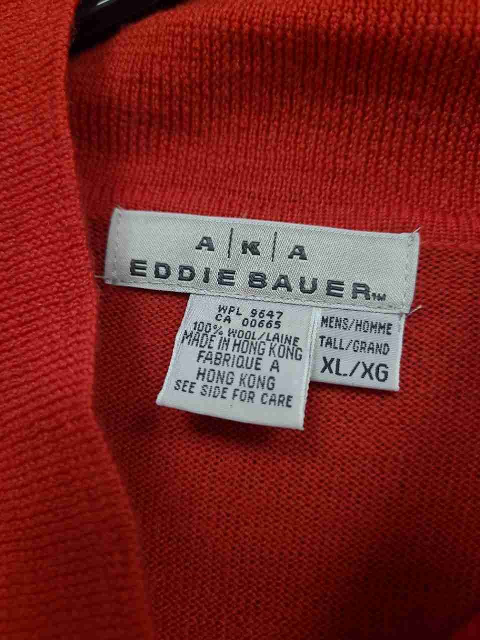 Vintage 90s Eddie Bauer AKA Men's Red 100% Wool Polo Sweater Sz XL Tall