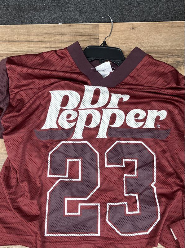 Dr Pepper Women's Maroon Mesh Football Jersey Top Graphic 23 NWT Sz 2X