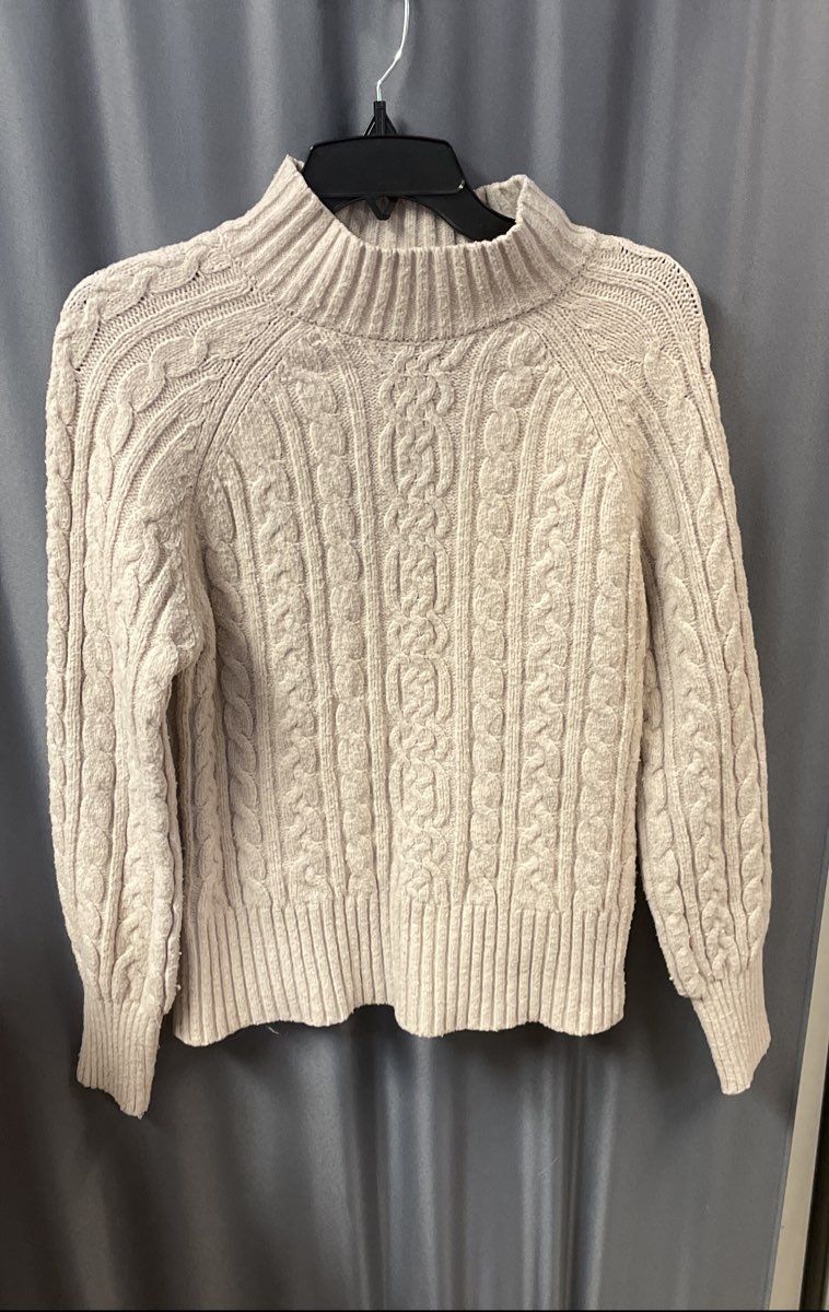 Joie Women's Cream Cable Knit Mock Neck Pullover Sweater Sz S