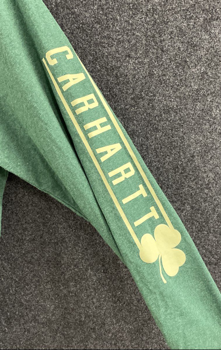 Carhartt Men's Green St. Patrick's Day Shamrock Long Sleeve Loose Fit Shirt Sz L