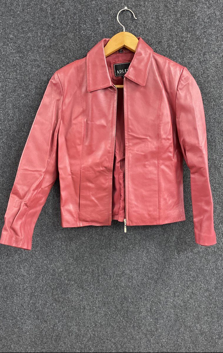 Vintage Y2K Adler Collection Women's Red Genuine Leather Full Zip Jacket Sz M