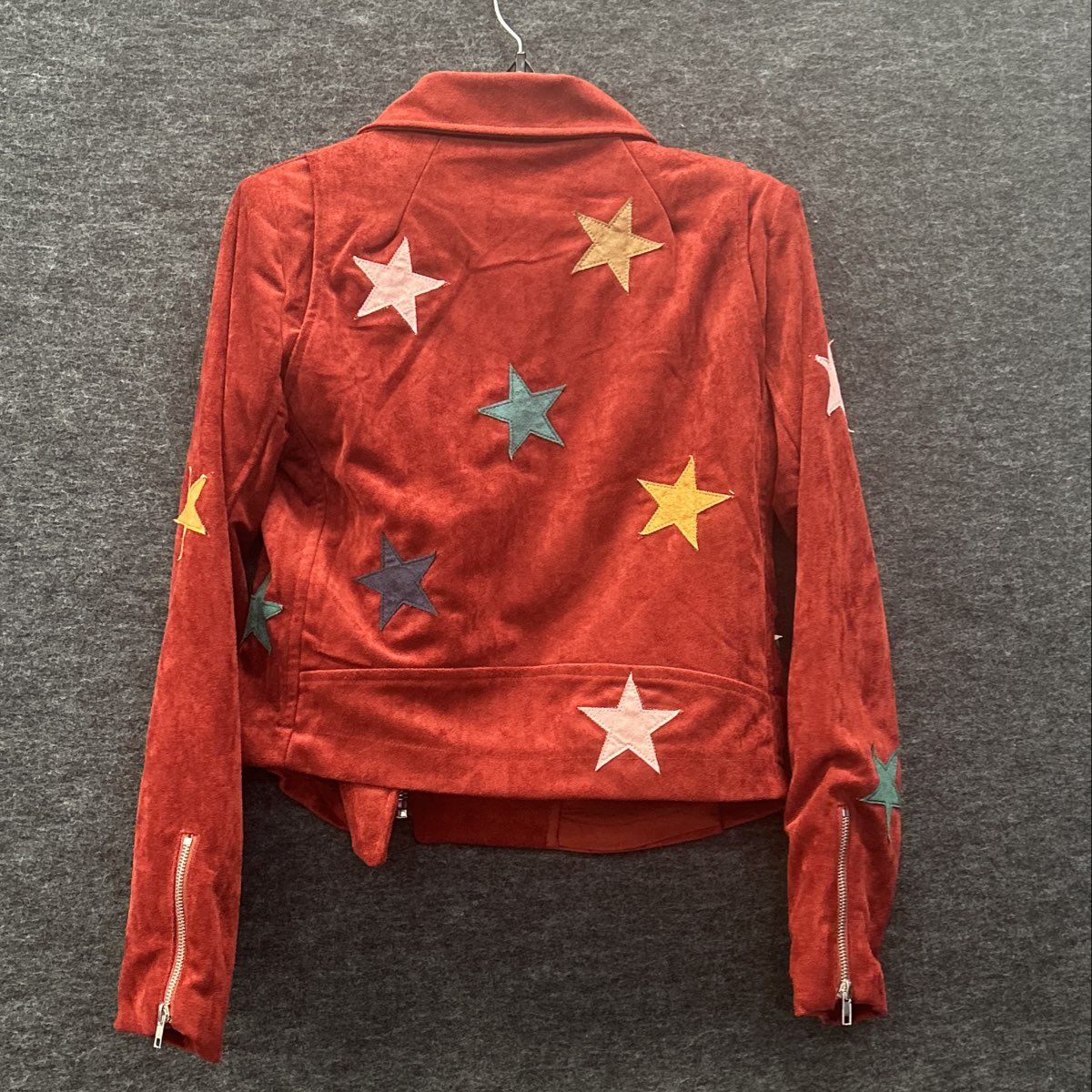 Olivaceous Women's Faux Suede Star Motorcycle Jacket Size M NWT