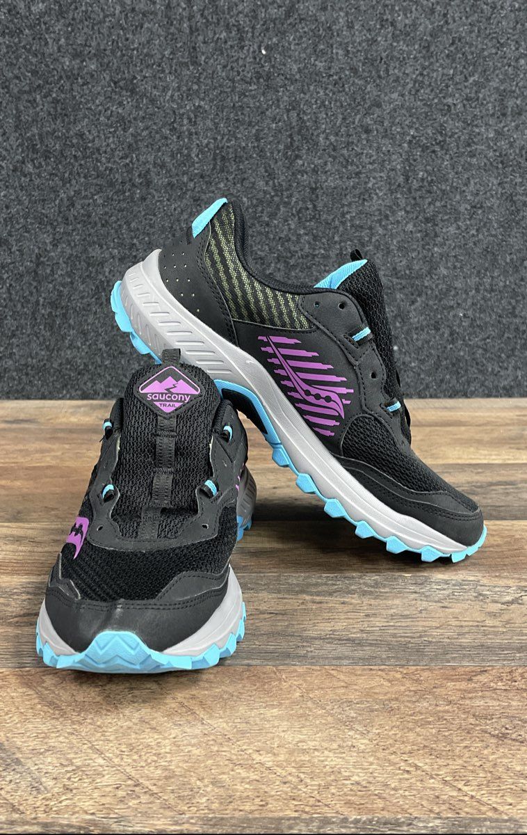 Saucony Excursion TR15 Black Purple Blue Women's Trail Running Shoes Size 8.5
