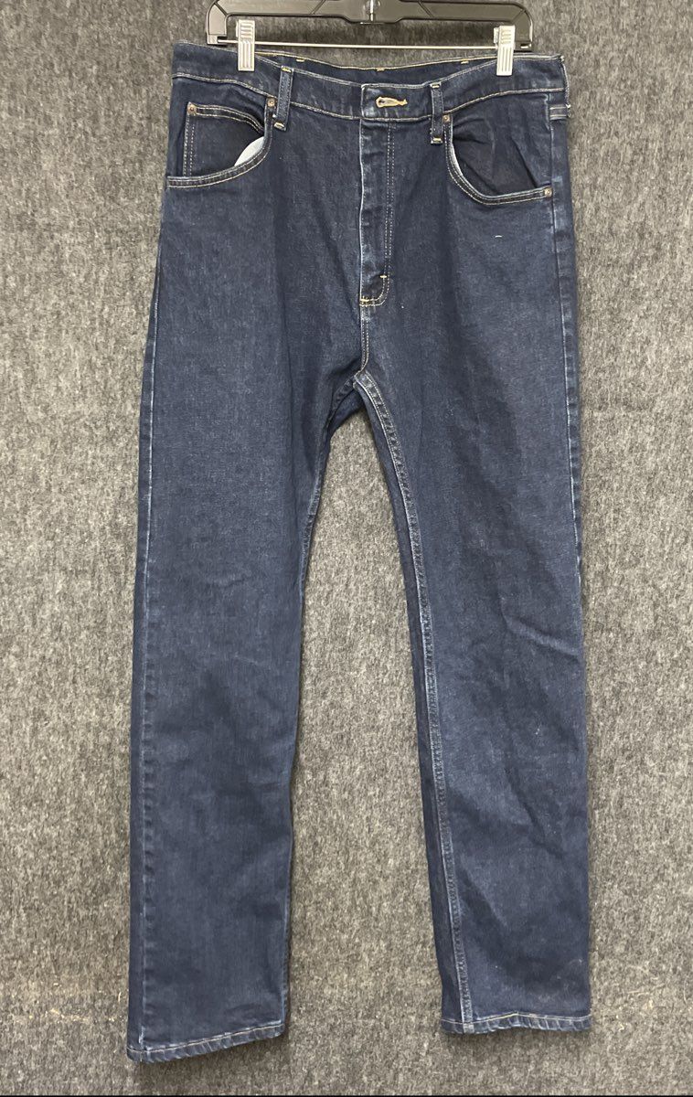 Wrangler Men's Premium Quality Jeans Dark Wash Stretch Straight Leg Sz 34x34