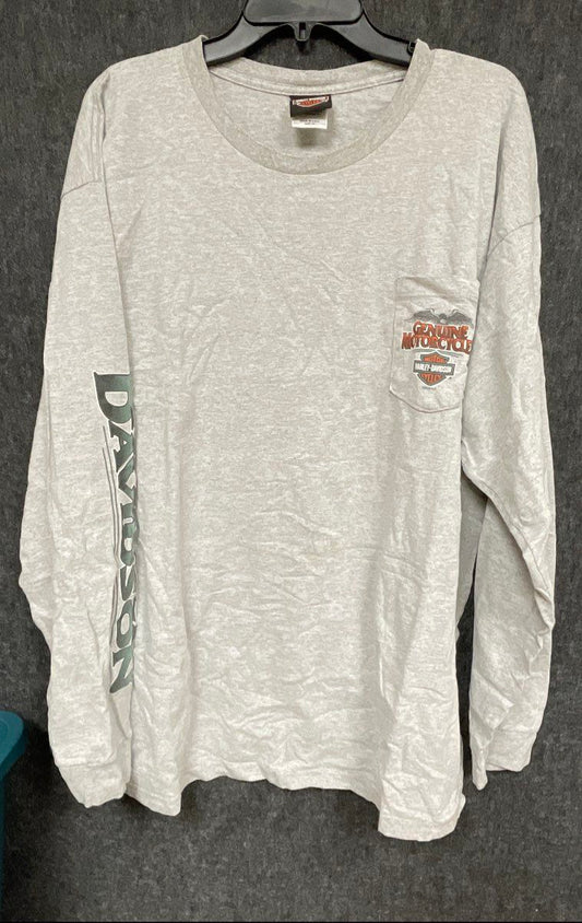 Men's Grey Harley Davidson Long Sleeve Shirt - Size 2X