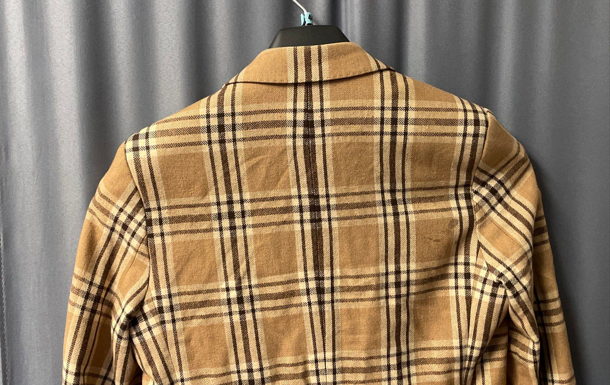 Sean John Men's Tan Plaid Wool Blend Blazer Sport Coat Jacket Sz S