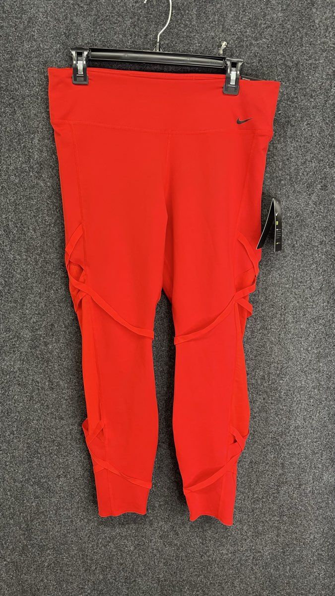 Nike Women's One Luxe 7/8 Leggings Red Strappy Mid Rise Dri-FIT NWT Sz XL