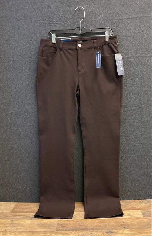 Chaps Women's Brown Slimming Fit Straight Leg Cotton Stretch Pants Sz 10 NWT