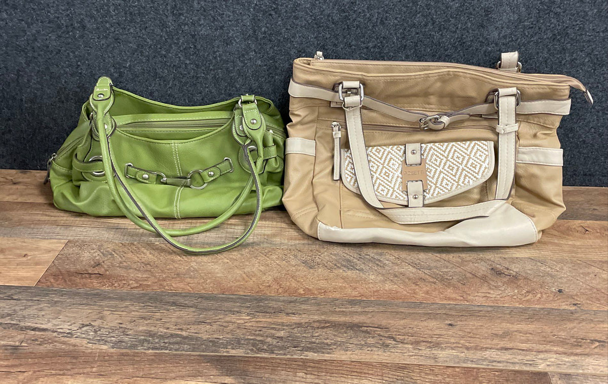 Rosetti Green Tan Faux Leather Shoulder Bag Handbag Lot of 2