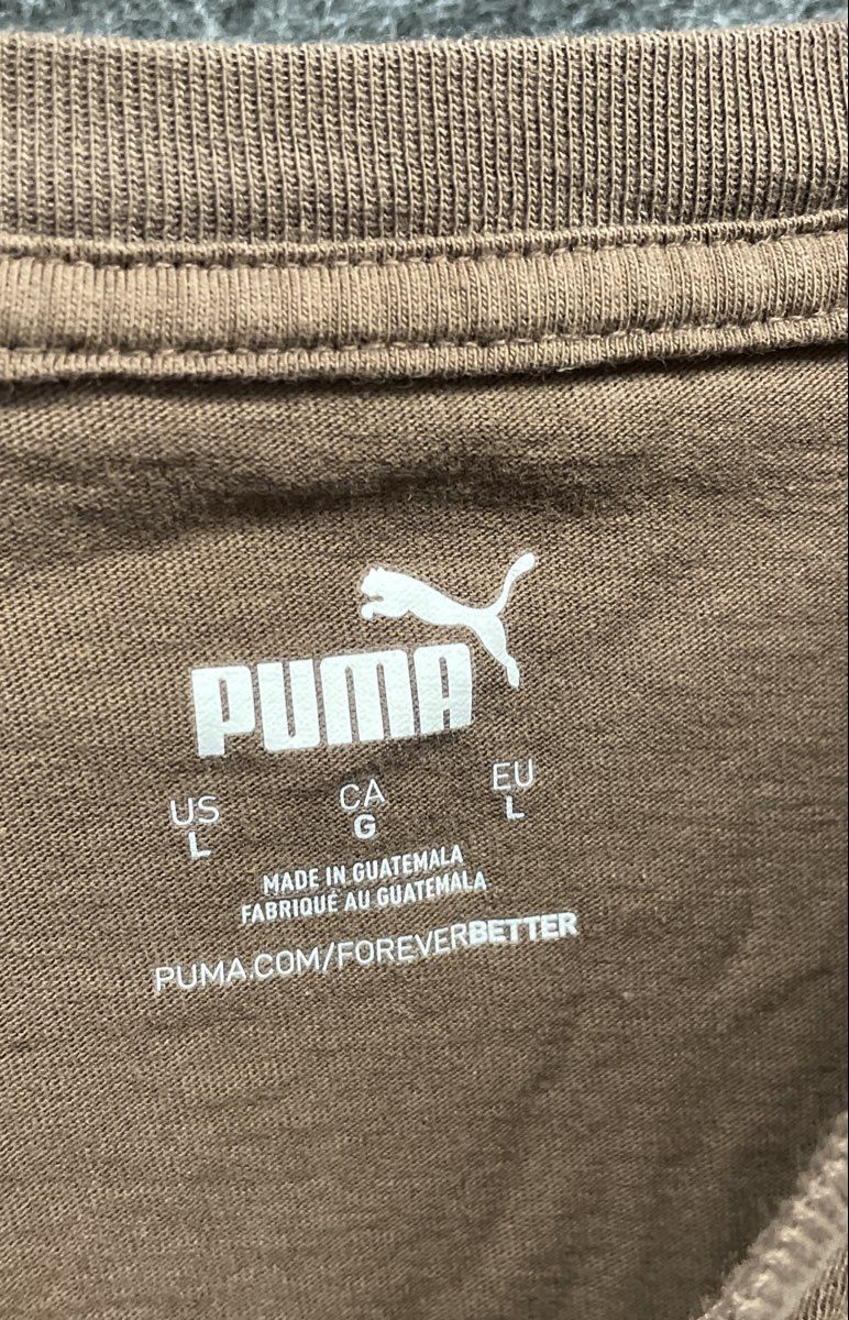 Puma Men's Brown Short Sleeve Logo Crewneck T-Shirt Size L