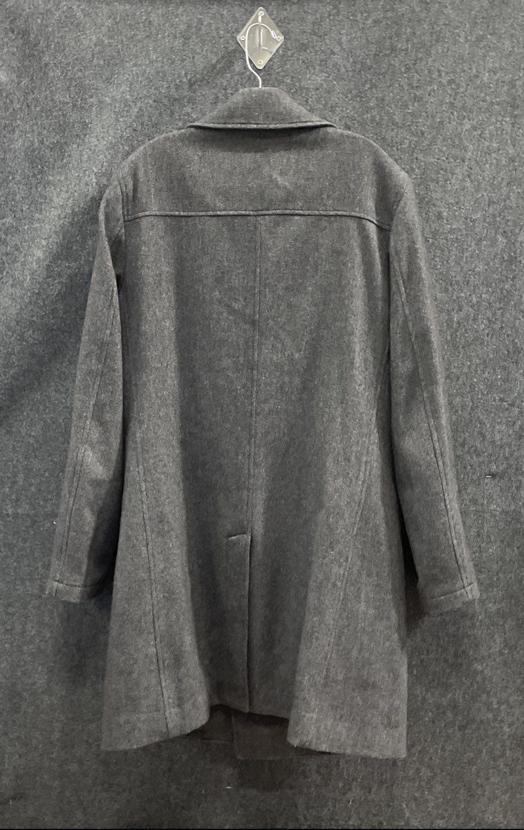 Esprit Men's Gray Herringbone Double Breasted Pea Coat Jacket Epaulets Sz L