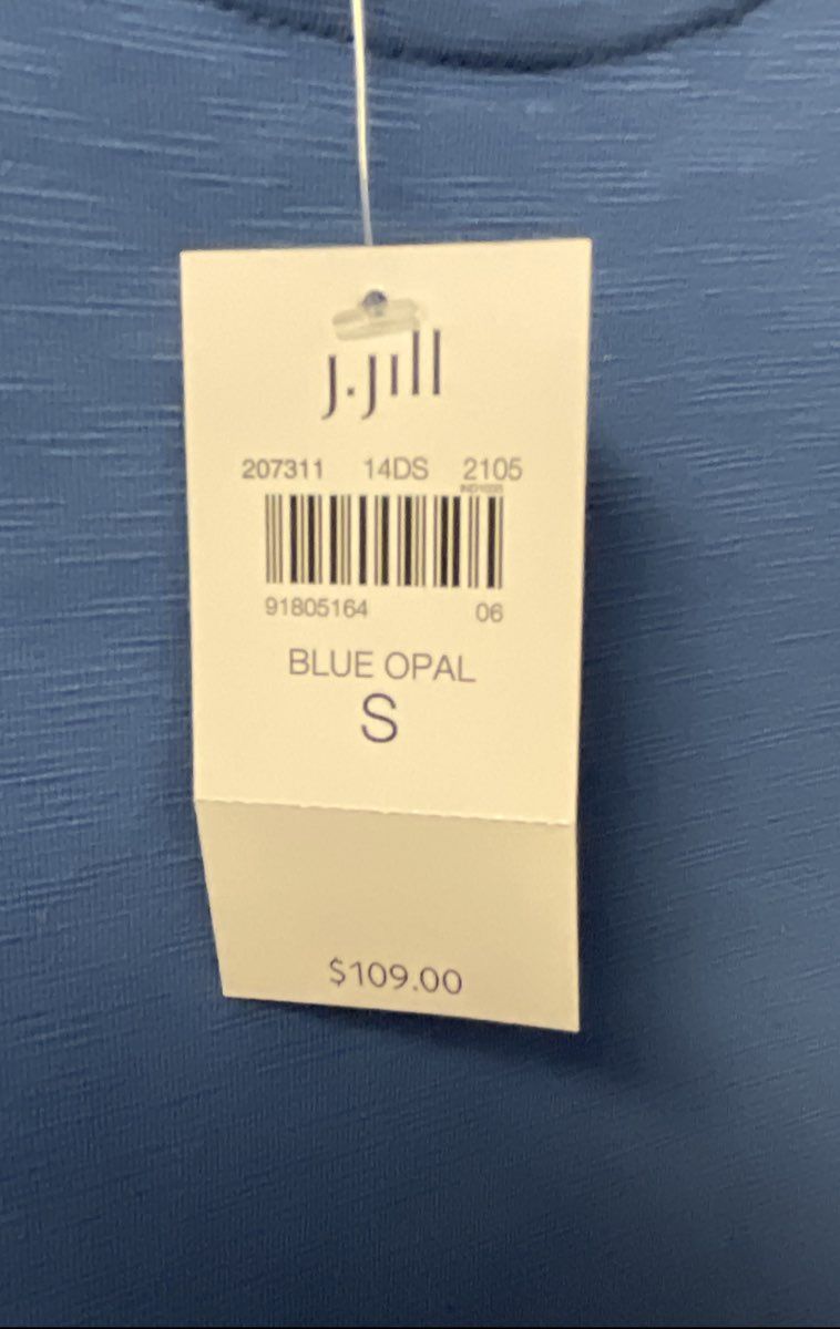J. Jill Women's Blue Opal Slub Knit T-Shirt Pocket Dress NWT Sz S