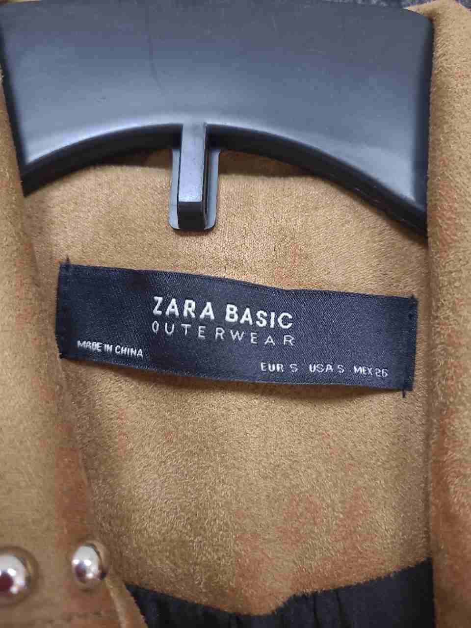 Zara Women's Tan Faux Suede Studded Asymmetric Biker Moto Jacket Belted Sz S