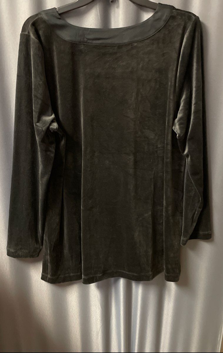 Pure Jill Women's Black Velour V-Neck Long Sleeve Top Sz L NWT