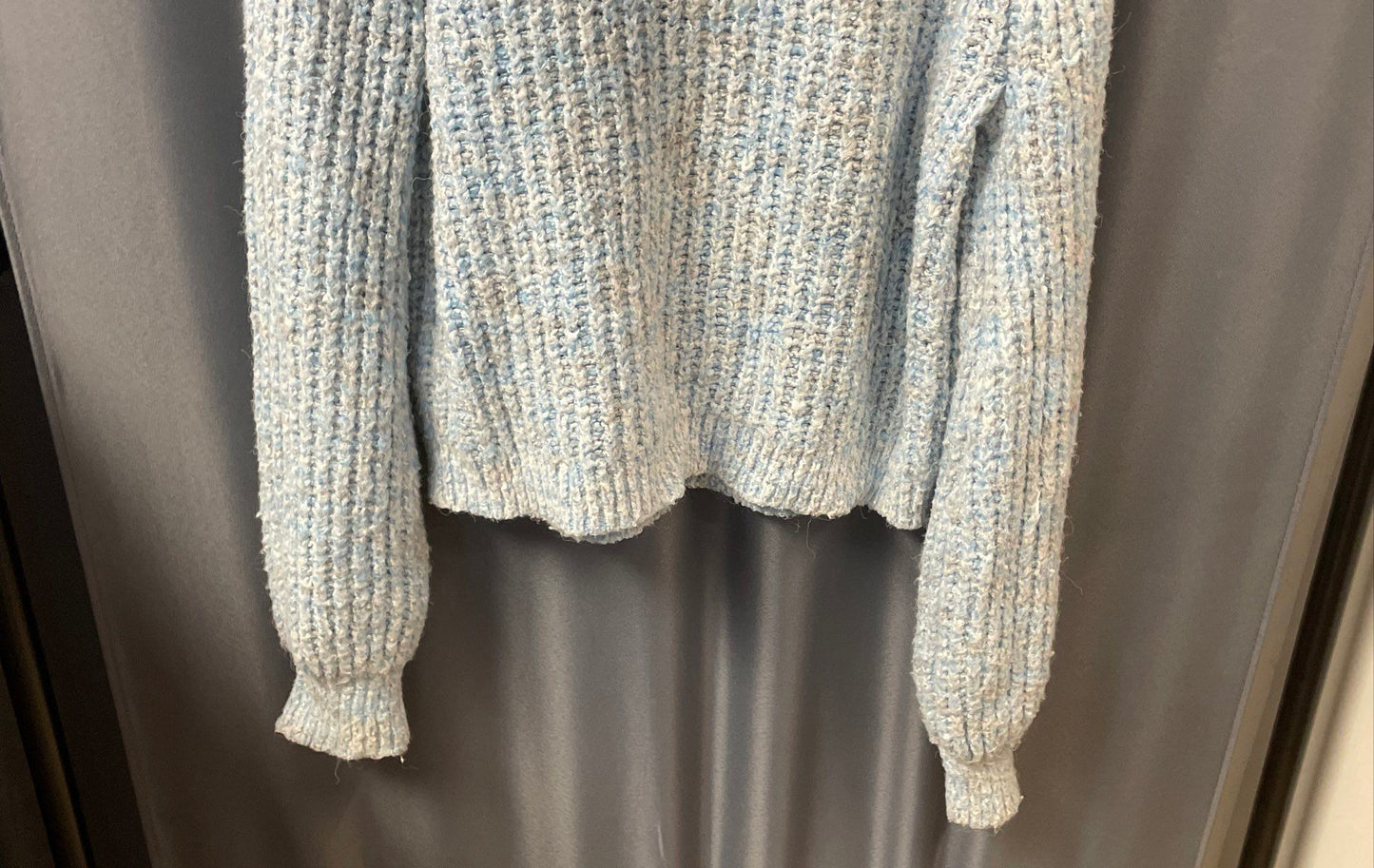a.n.a Women's Light Blue White Mock Neck Chunky Marl Knit Sweater Sz S
