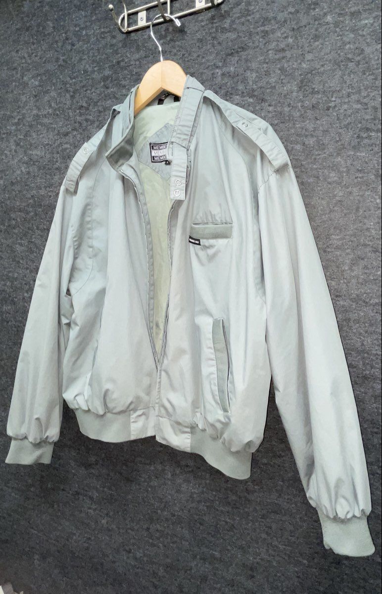 Vintage 80s Members Only Iconic Racer Jacket Bomber Gray Epaulets Sz L