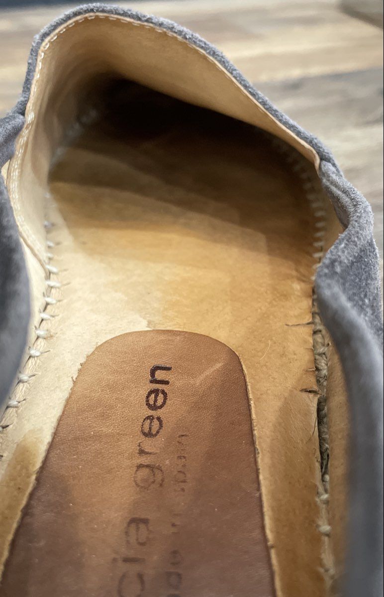 Patricia Green Grey Suede Platform Espadrille Loafers Spain Women's Size 10
