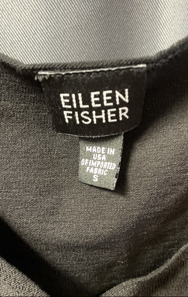 Eileen Fisher Women's Black Surplice V-Neck Sleeveless Viscose Midi Dress Sz S