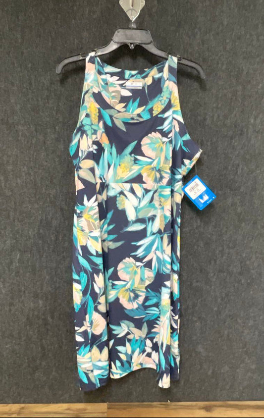 Columbia Women's Sleeveless Dress Blue Floral Tropical Print Sz XL NWT
