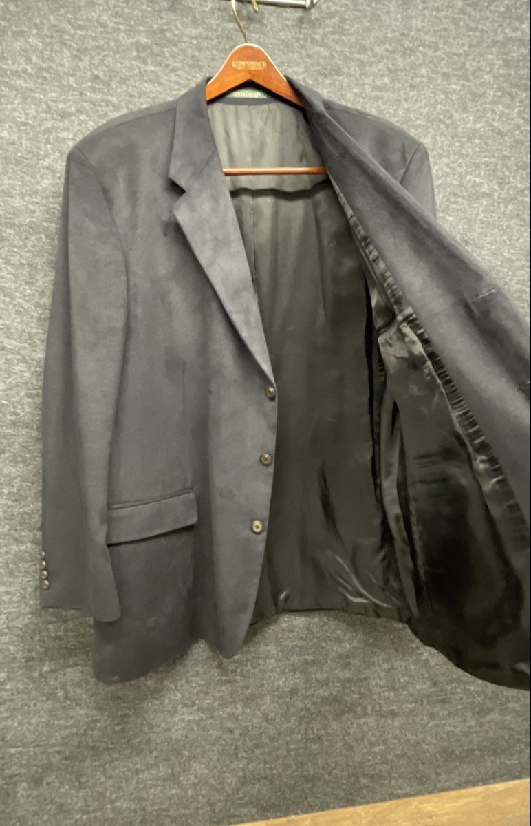 Lord & Taylor Men's Blazer Sports Coat Charcoal Faux Suede 3-Button Sz 48T