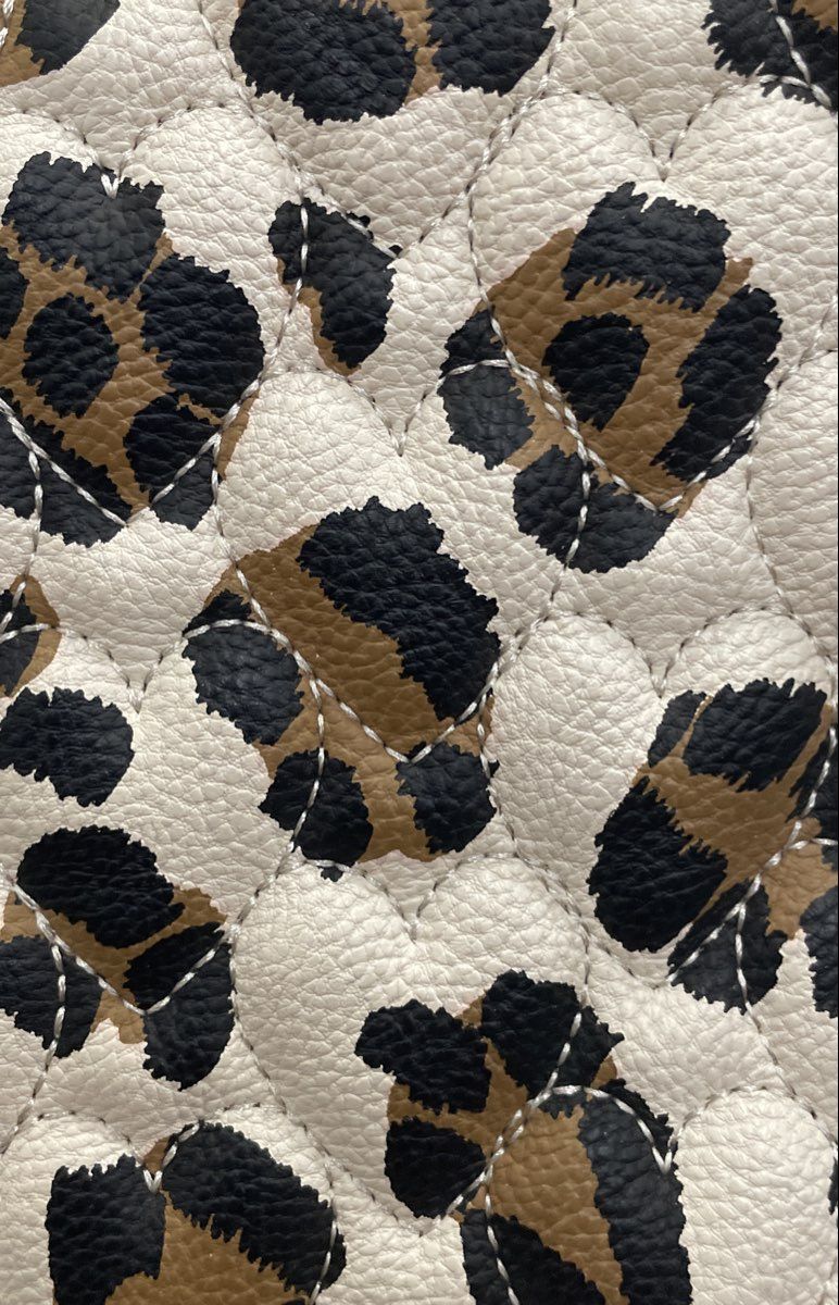 Betsey Johnson White Leopard Print Quilted Satchel Handbag Gold Tone Hardware