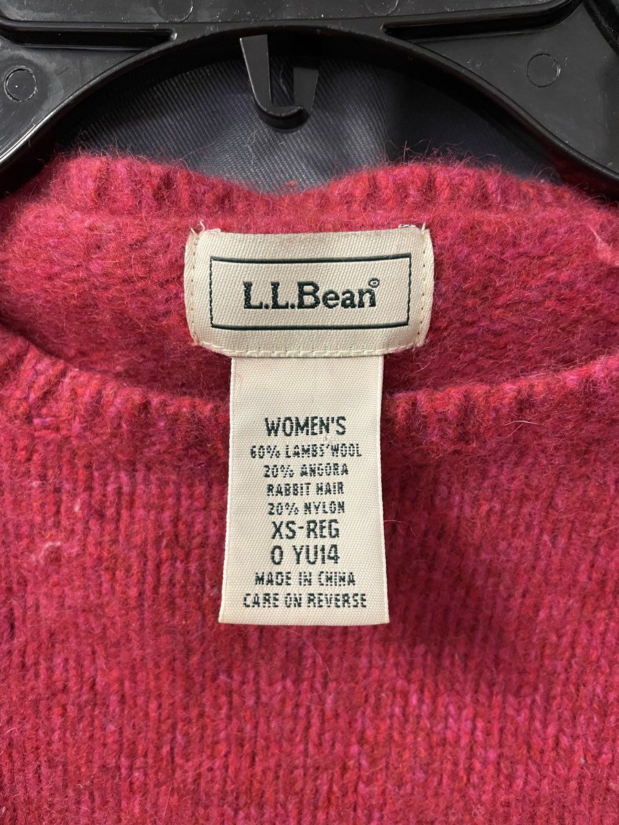 L.L. Bean Women's Red Lambswool Angora Blend Crewneck Pullover Sweater Sz XS
