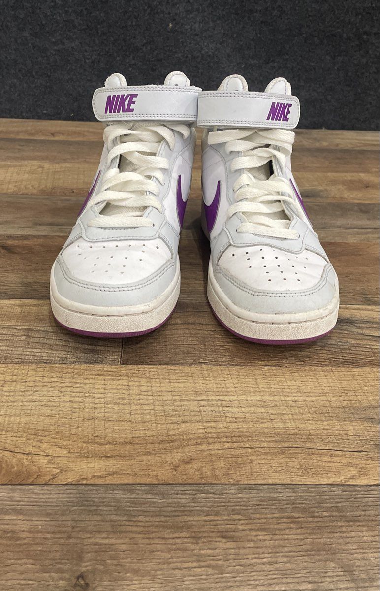 Nike Court Borough Mid 2 White Purple High Top Sneakers Youth Size 6Y