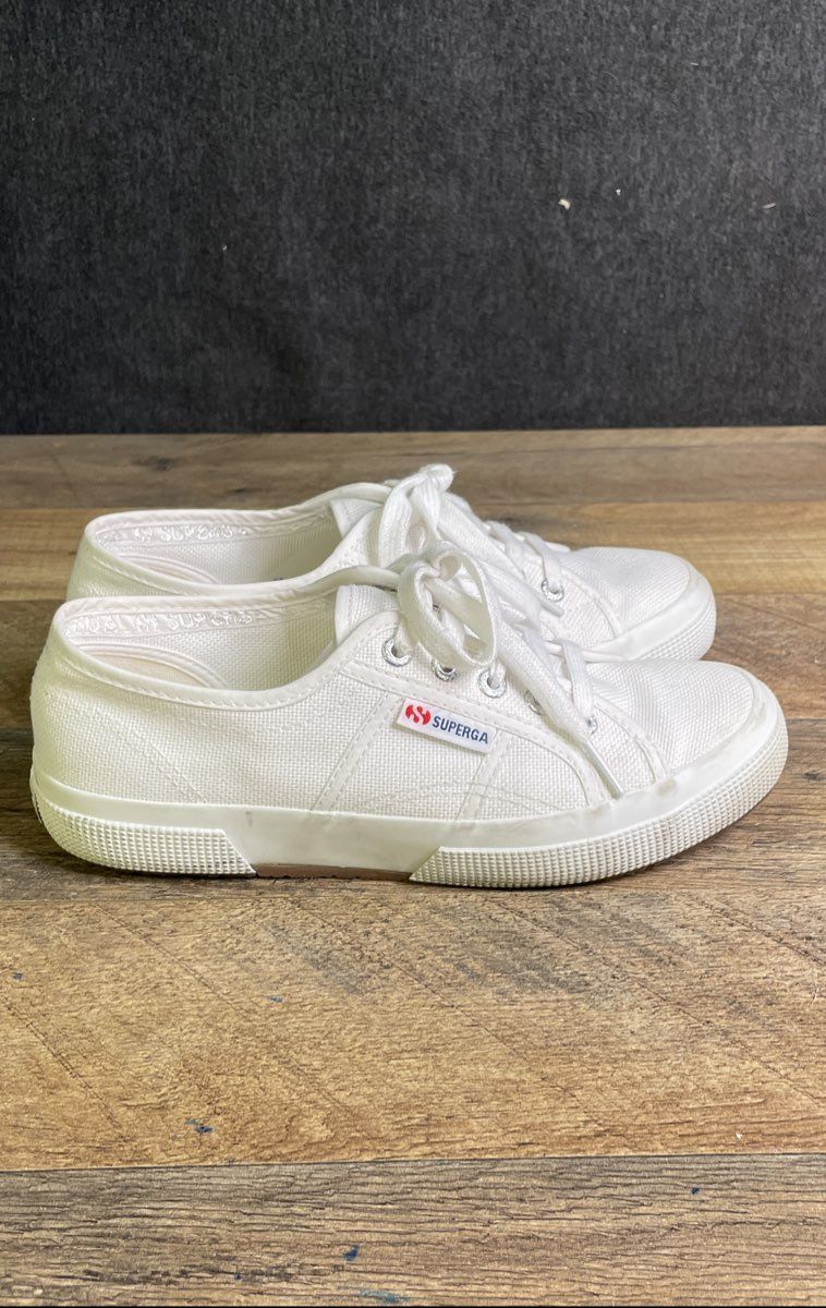 Superga 2750 Cotu Classic White Canvas Sneakers Women's Size 38