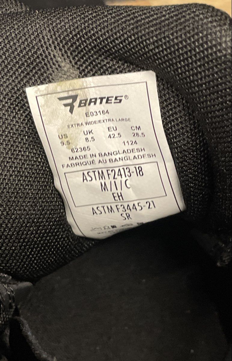 Bates Tactical Sport 2 Side Zip Composite Toe Black Work Boots Men's Size 9.5 E