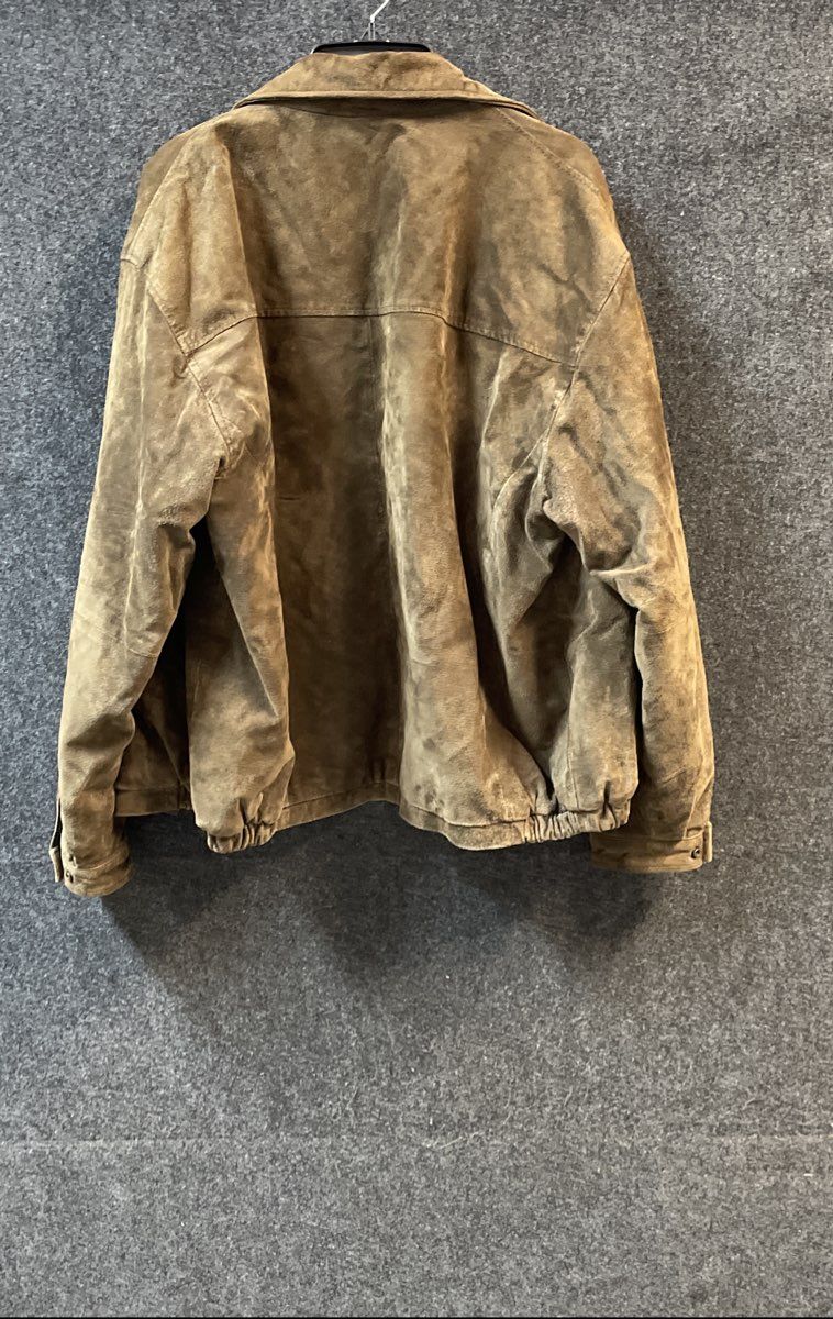 Vintage 90s Vintage Leather Brown Suede Quilted Bomber Jacket Sz XL