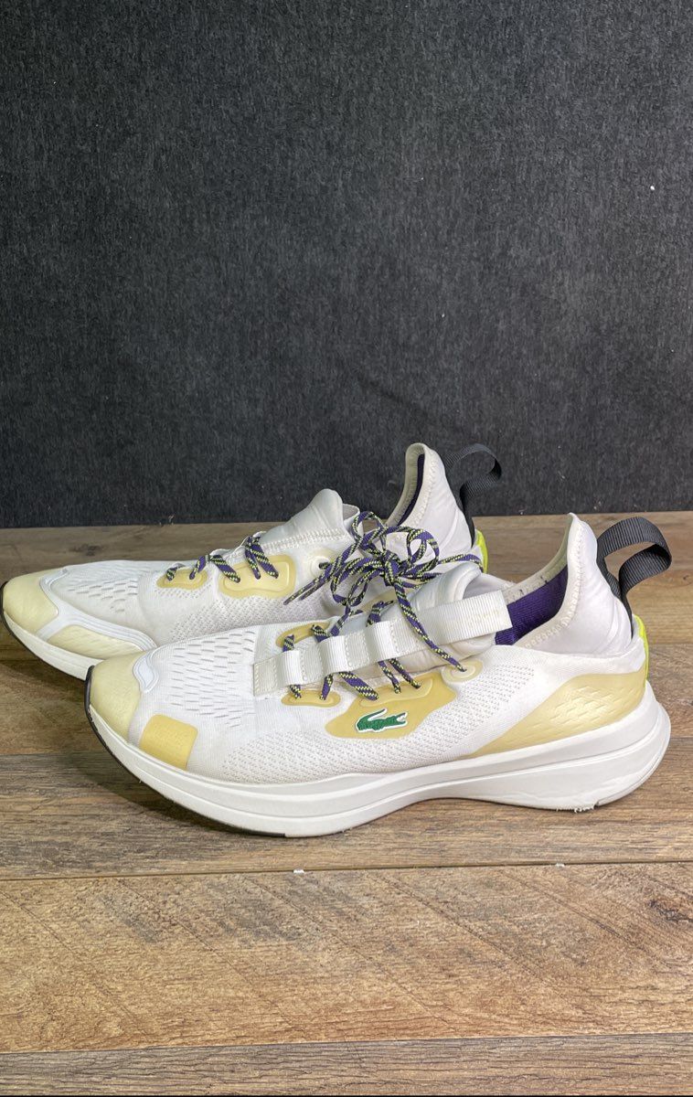 Lacoste Run Spin Comfort White Yellow Lifestyle Sneakers Men's Size 11.5
