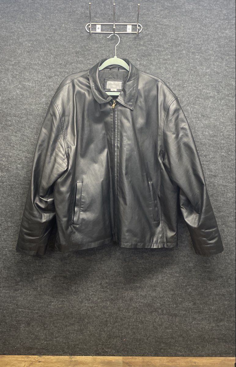 Vintage Leather Men's Black Harrington Jacket Quilted Lining Sz 2XL