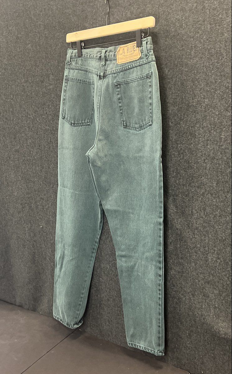 Vintage 90s L.A. Blues Women's Green High Waisted Tapered Leg Jeans Sz 10 Long